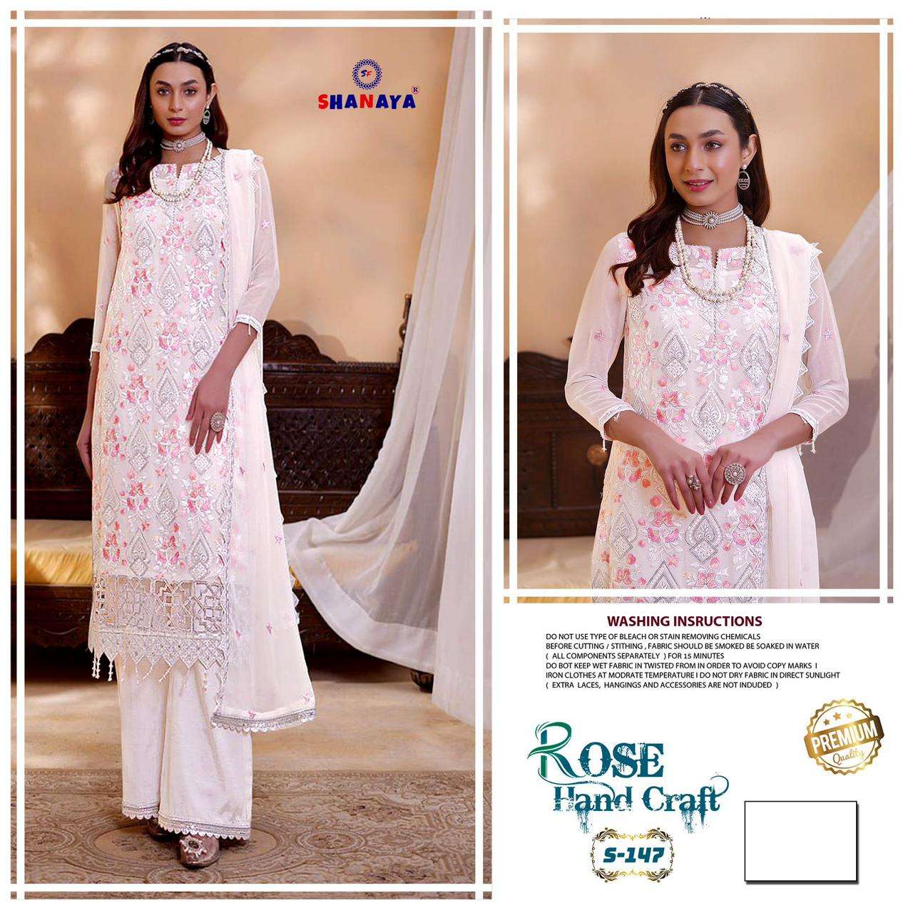 ROSE HAND CRAFTT S-147 BY SHANAYA FASHION FAUX GEORGETTE WORK PAKISTANI DRESS