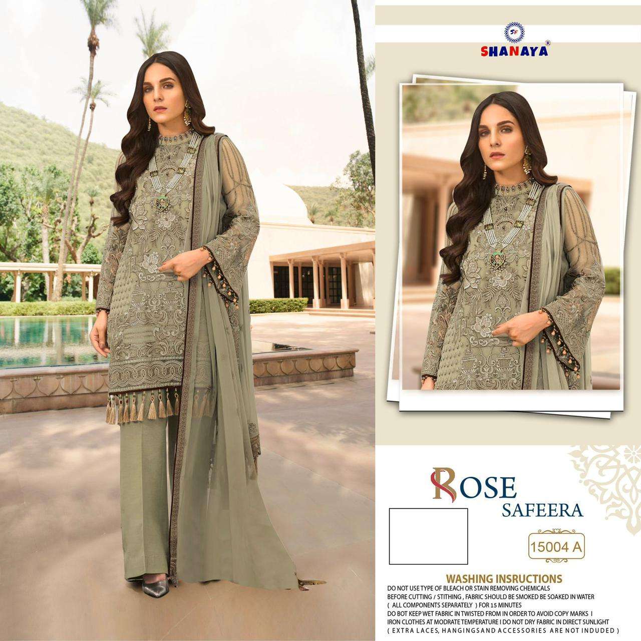 ROSE SAFEERA NX BY SHANAYA FASHION FAUX GEROGETTE WORK PAKISTANI DRESSES