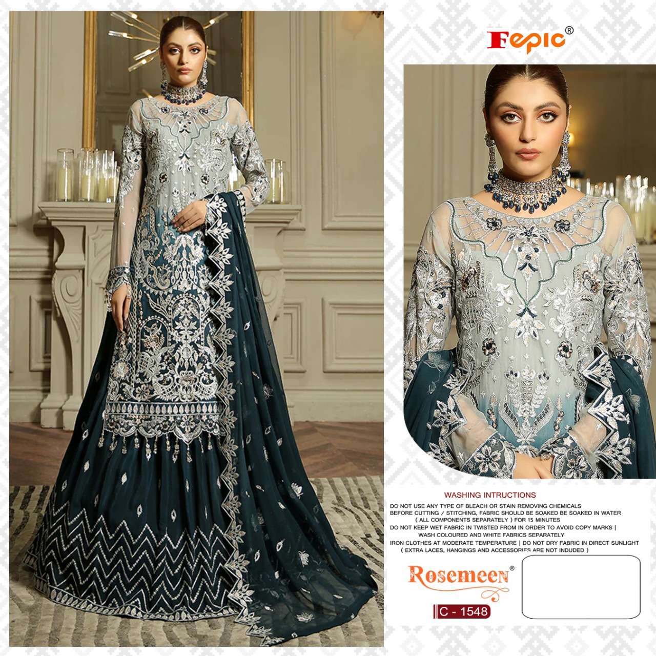 ROSEMEEN 1548 HIT DESIGN BY FEPIC GEORGETTE EMBROIDERY WORK PAKISTANI DRESS