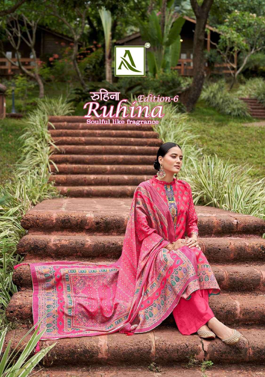 RUHINA VOL-6 BY ALOK SUIT 1280-001 TO 1280-008 SERIES PURE VISCOSE SILK WORK DRESSES