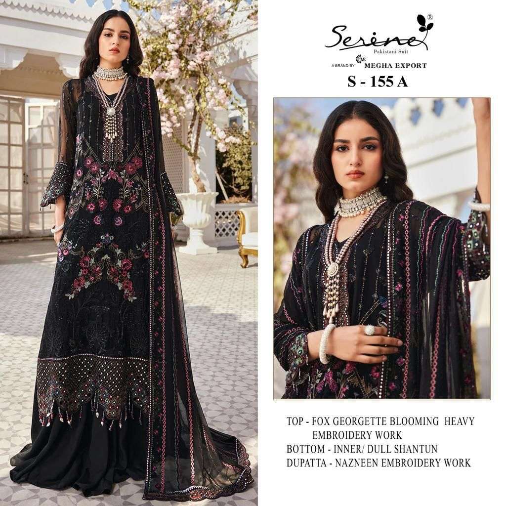 S-155 HIT DESIGN BY SERINE FAUX GEORGETTE EMBROIDERY WORK PAKISTANI DRESS