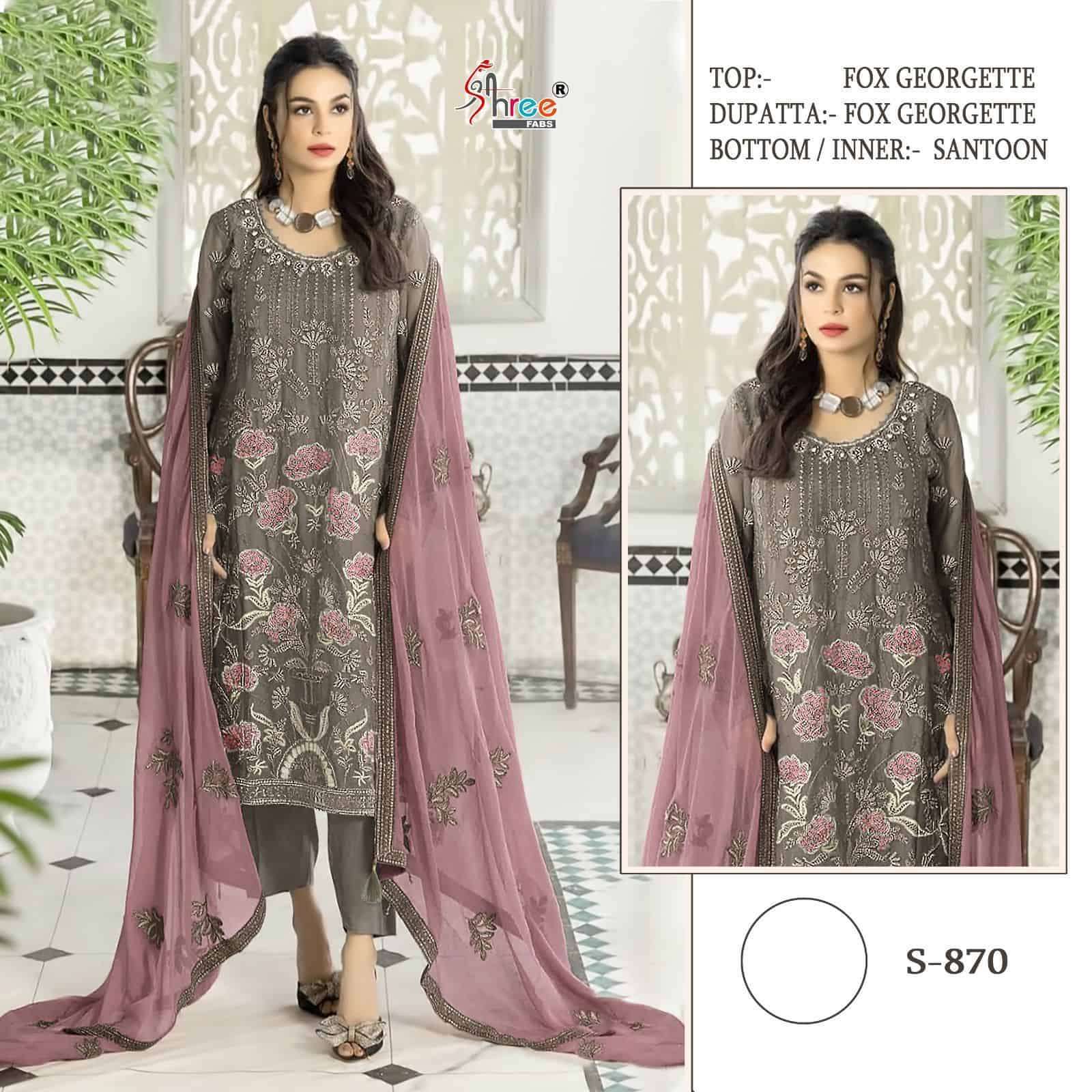 S-870 COLOURS BY SHREE FABS 870-A TO 870-D SERIES FAUX GEORGETTE WORK PAKISTANI DRESSES