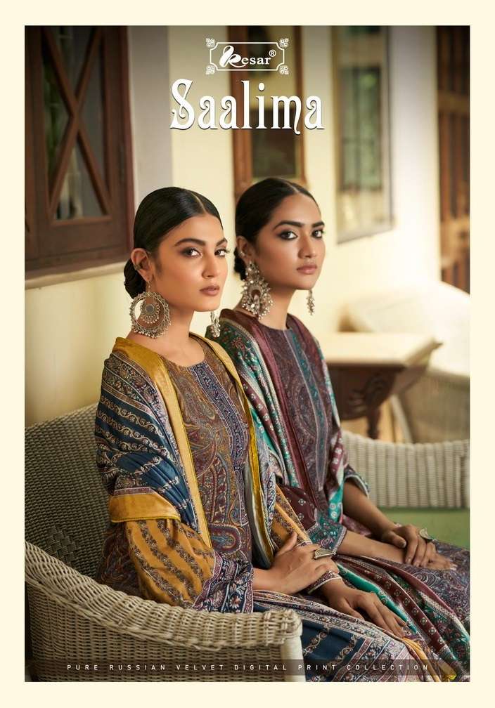 SAALIMA BY KESAR 184-001 TO 184-006 SERIES RUSSIAN VELVET PRINT WORK DRESSES