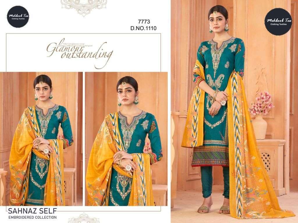 SAHNAZ 1110 HIT DESIGN BY MEHBOOB TEX LAWN PRINT EMBROIDERY WORK PAKISTANI DRESS