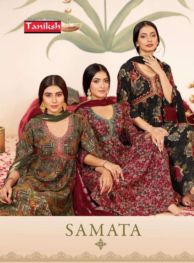 SAMATA BY TANIKSH 1001 TO 1008 SERIES RAYON PRINT WORK READYMADE DRESSES