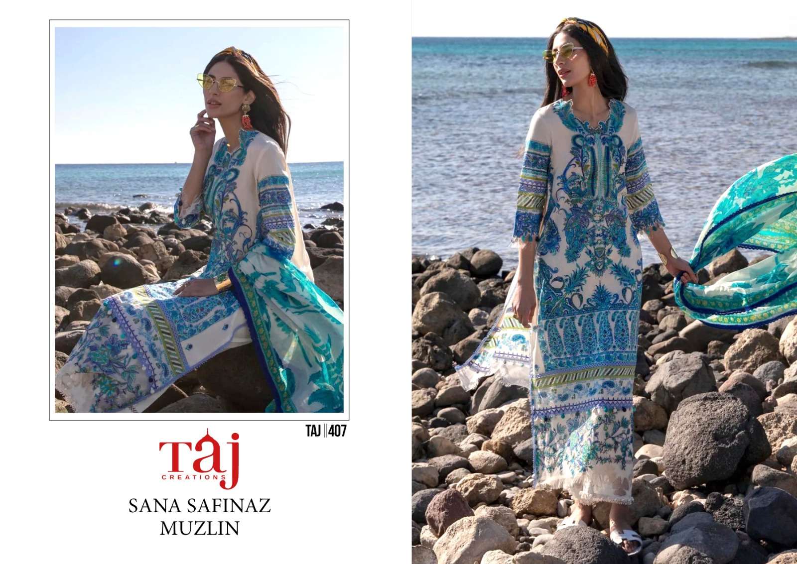 SANA SAFINAZ 407 HIT DESIGN BY TAJ CREATION COTTON PRINT WORK PAKISTANI DRESS