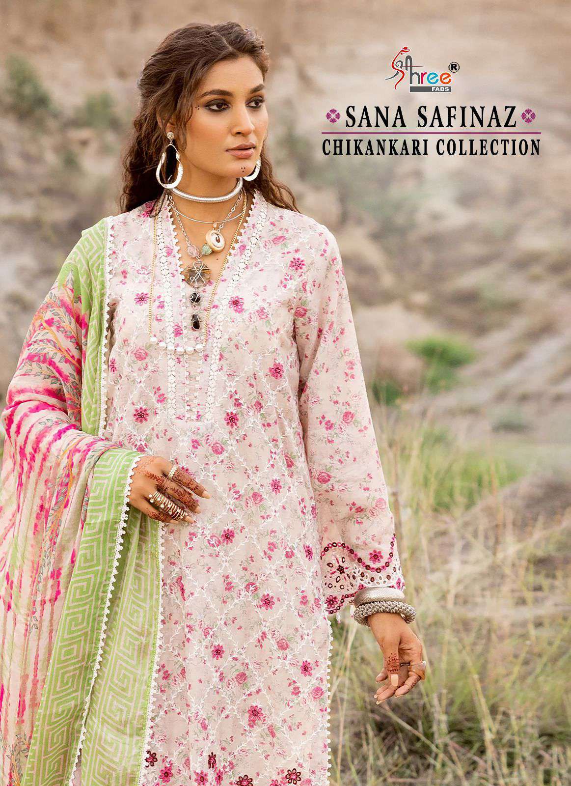 SANA SAFINAZ CHIKANKARI COLLECTION BY SHREE FABS 3228 TO 3232 SERIES COTTON WORK PAKISTANI DRESSES