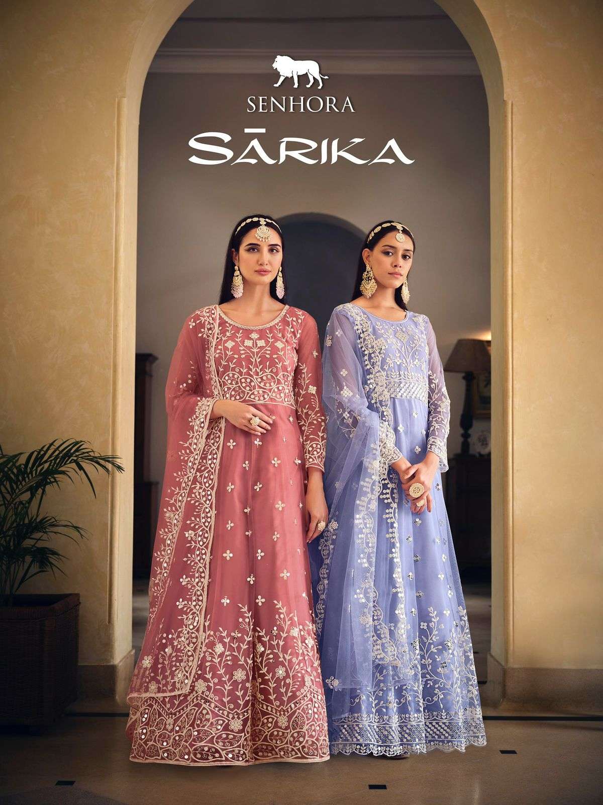 SARIKA BY SENHORA DRESSES 3006 TO 3009 SERIES BUTTERFLY NET HEAVY WORK ANARKALI DRESSES