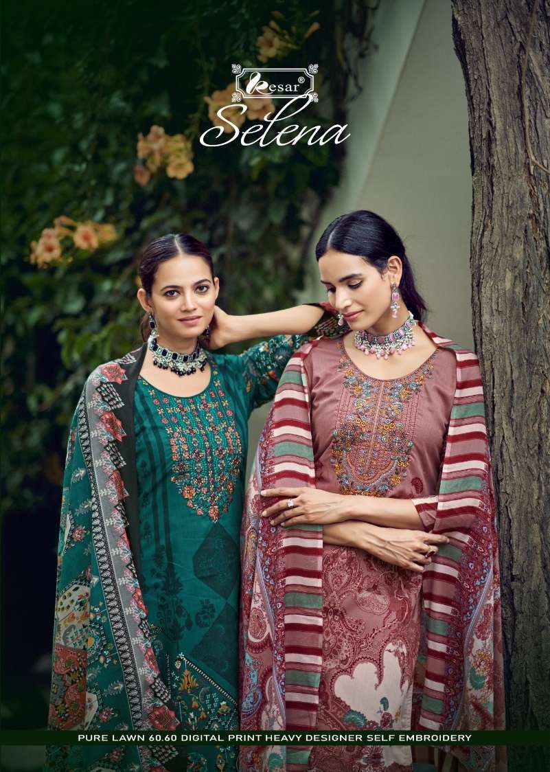 SELENA BY KESAR 180001 TO 180006 SERIES LAWN PRINT EMBROIDERY WORK PAKISTANI DRESSES