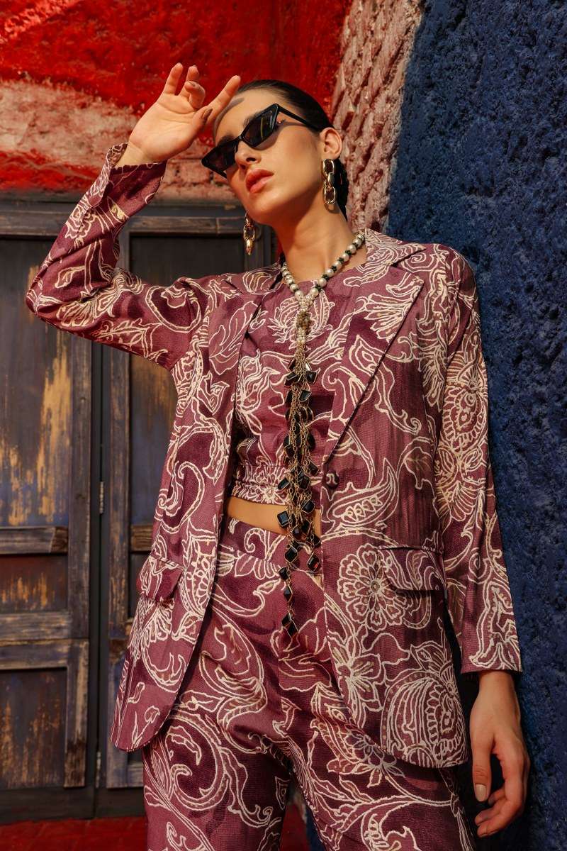 SELINA BY AQSAWHOLESALE COTTON PRINT WORK CO-ORD SET