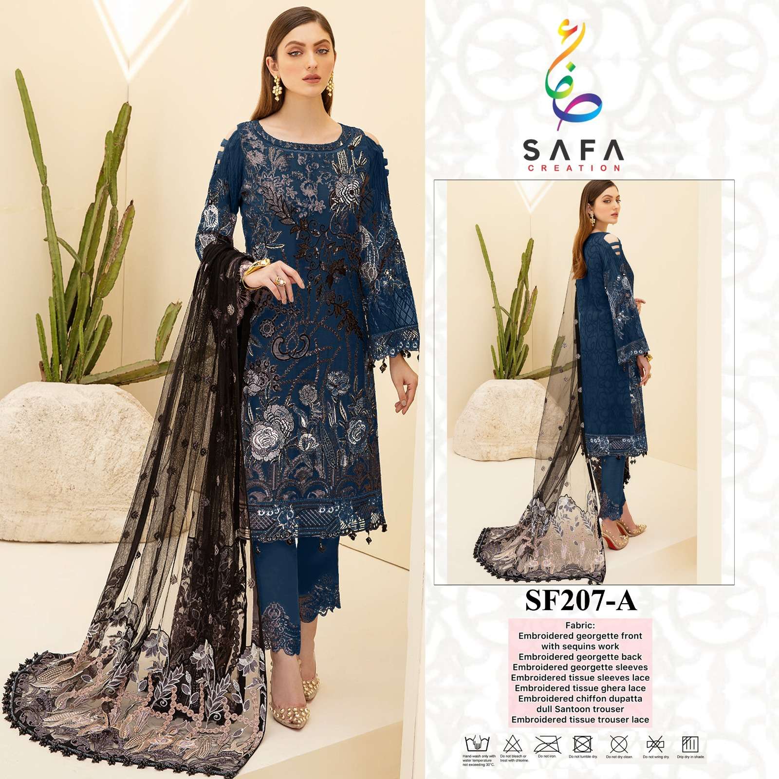 SF-207 COLOURS BY SAFA CREATION 207-A TO 207-E SERIES GEORGETTE WORK PAKISTANI DRESSES