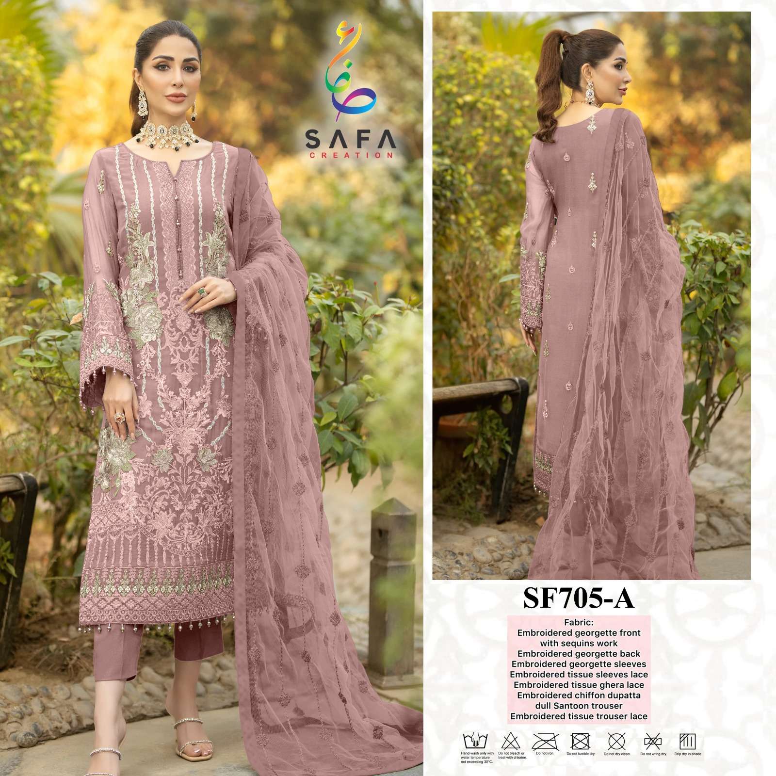 SF-705 COLOURS BY SAFA CREATION 705-A TO 705-D SERIES HEAVY GEORGETTE WORK PAKISTANI DRESSES