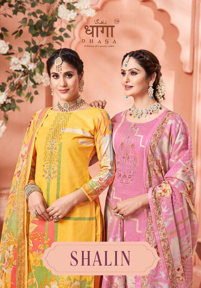 SHALINI BY DHAGA 14001 TO 14006 SERIES PURE CAMBRIC COTTON EMBROIDERY WORK DRESSES