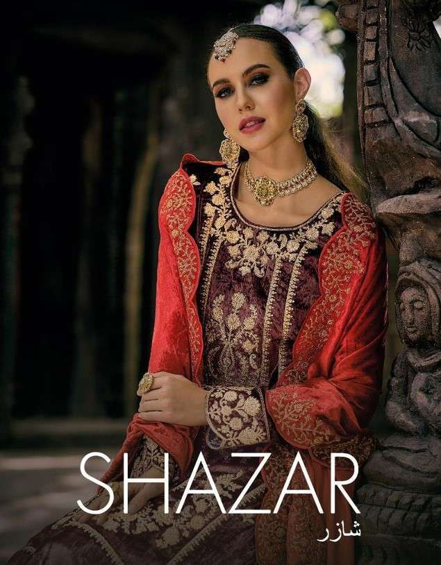 SHAZAR BY SARGAM PRINTS 10001 TO 10006 SERIES VISCOSE VELVET WORK WINTER WEAR DRESSES