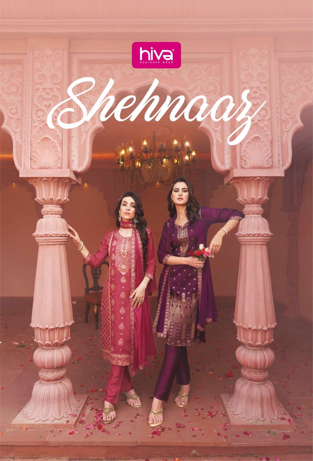 SHEHNAZ BY HIVA 101 TO 105 SERIES BANARASI SILK PRINT WORK READYMADE DRESSES