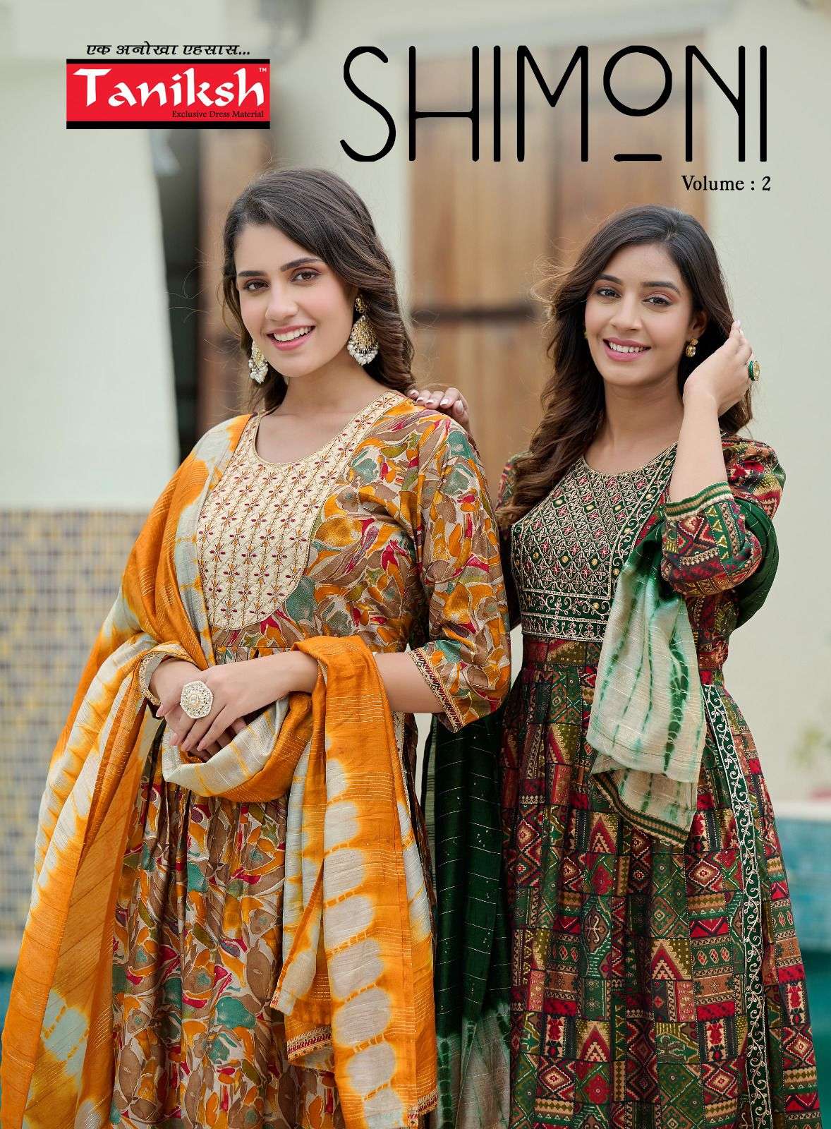 SHIMONI VOL-2 BY TANIKSH 201 TO 208 SERIES MUSLIN PRINT WORK NAYRA READYMADE DRESSES