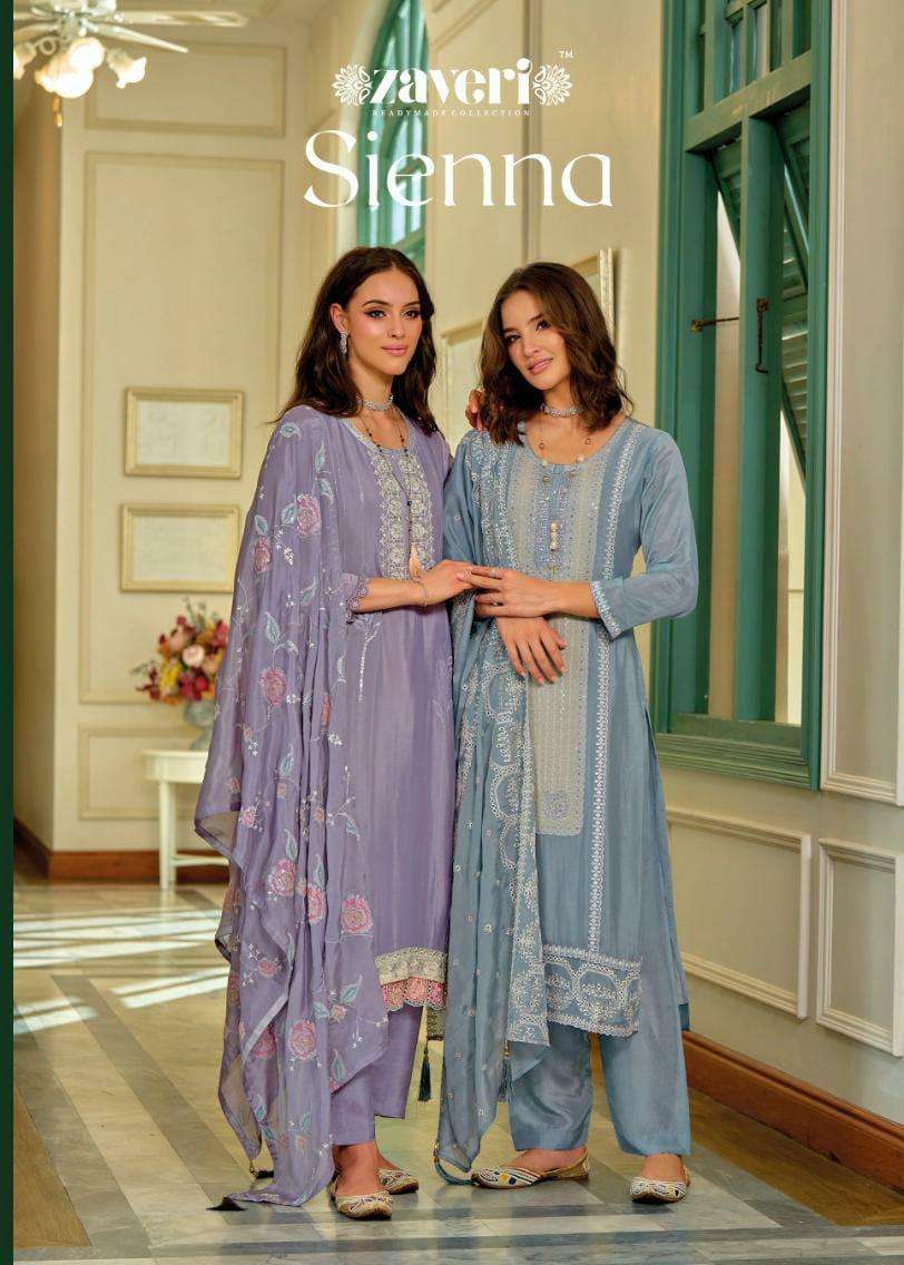 SIENNA BY ZAVERI 1231 TO 1234 SERIES SILK EMBROIDERY WORK READYAMDE DRESSES