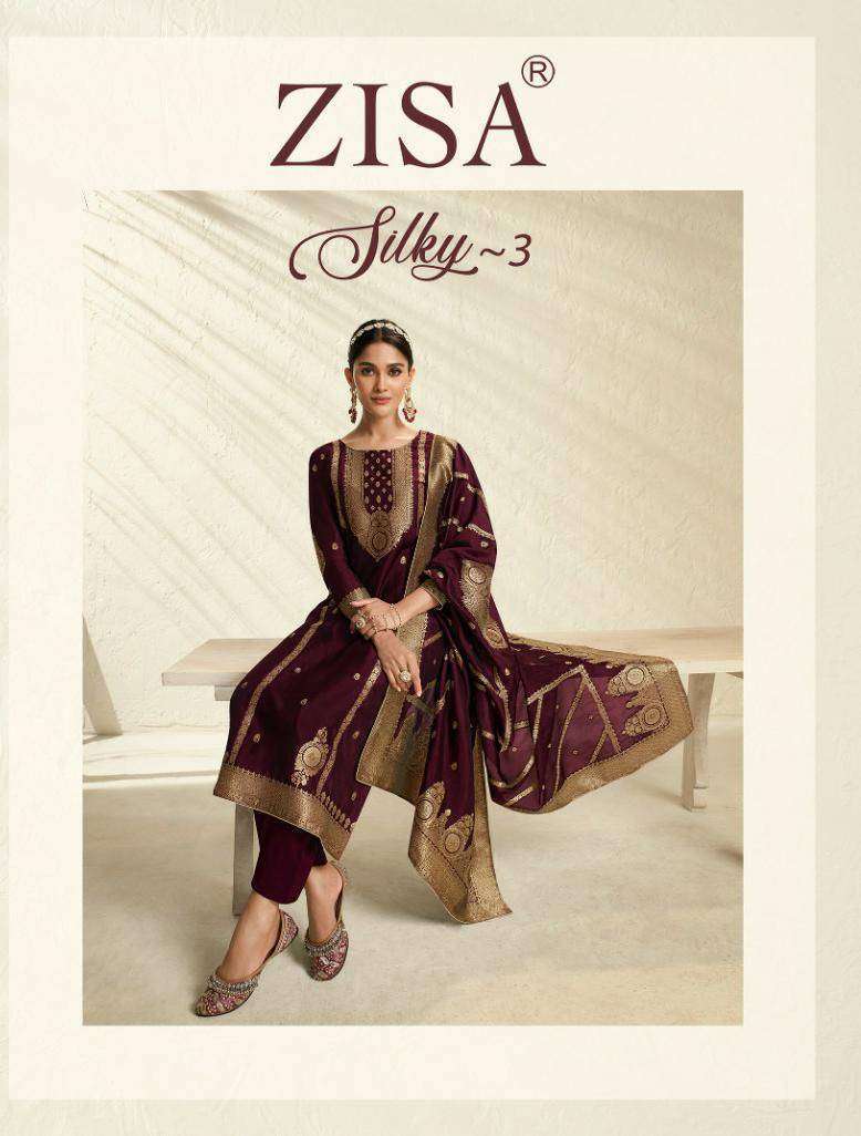 SILKY VOL-3 BY ZISA 14781 TO 14786 SERIES BAMBERG SILK JACQUARD WORK DRESSES