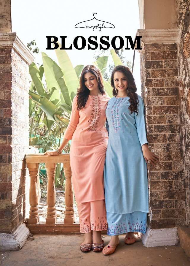 SNAPSTYLE BLOSSOM BY AQSAWHOLESALE 2013 TO 2018 SERIES RAYON WORK KURTI & PLAZZO