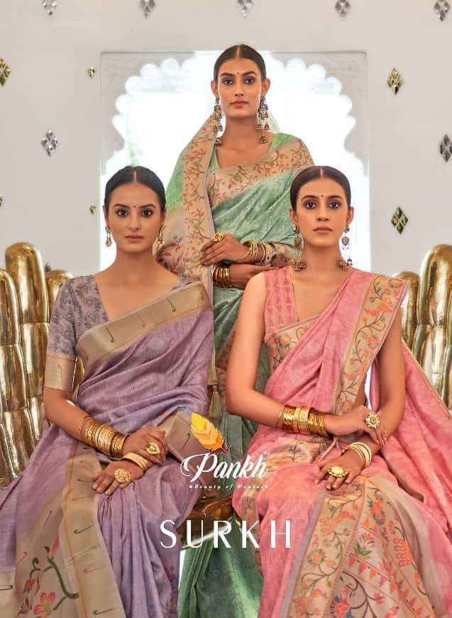 SURKH BY PANKH 6501 TO 6508 SERIES DESIGNER SILK SELF PRINT WORK SAREES