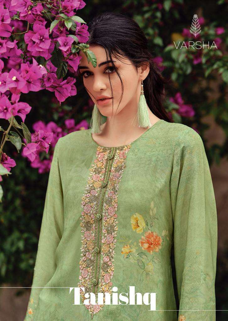 TANISHQ BY VARSHA 01 TO 06 SERIES PASHMINA SILK WORK WINTER WEAR DRESSES