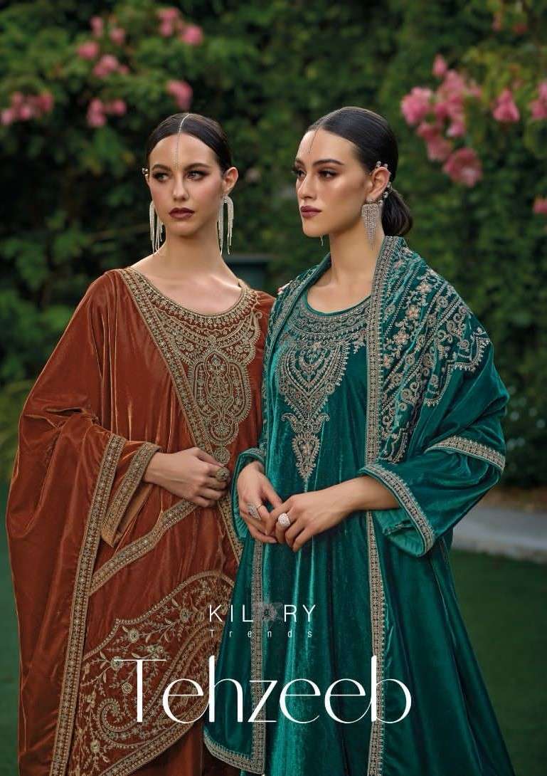 TEHZEEB BY KILORY TRENDZ 2001 TO 2006 SERIES PREMIUM VELVET EMBROIDERY DRESSES