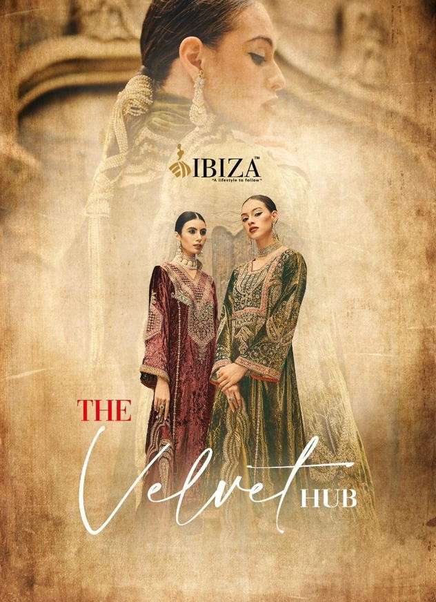 THE VELVET HUB BY IBIZA LIFESTYLE 10407 TO 10414 SERIES VELVET EMBROIDERY PAKISTANI DRESSES