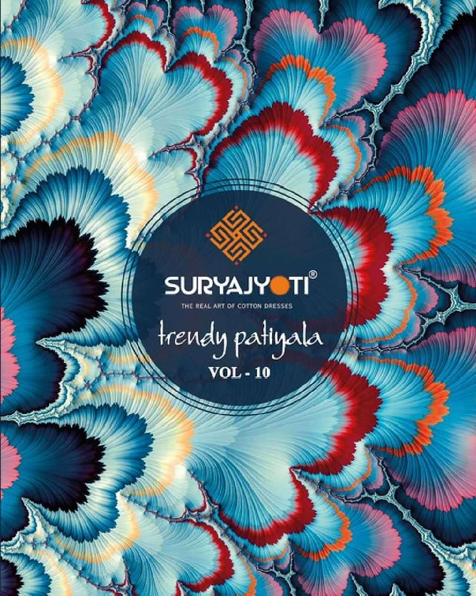 TRENDY PATIYALA VOL-10 BY SURYAJYOTI 10001 TO 10022 SERIES PURE COTTON PRINT DRESSES