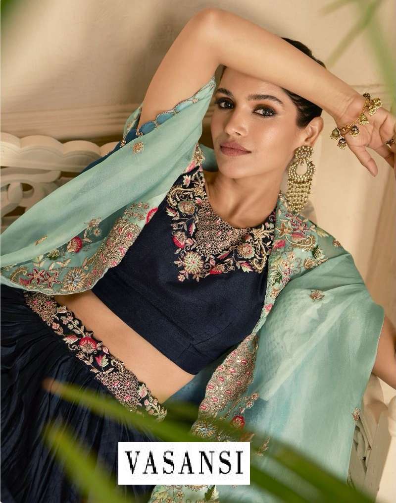 VASANSI BY SAYURI 5286 TO 5288 SERIES SILK GEORGETTE WORK CROP-TOP LEHENGAS