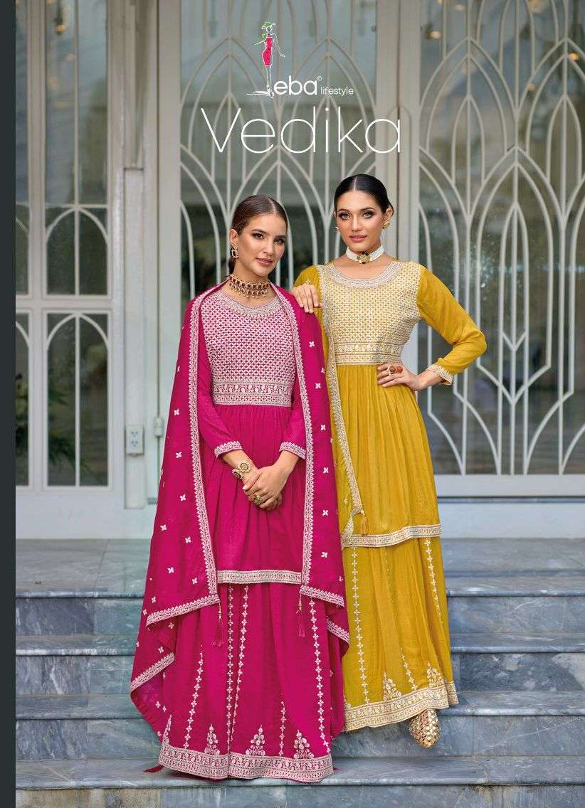 VEDIKA BY EBA LIFESTYLE 1612 & 1613 SERIES SILK EMBROIDERY READYMADE SHARARA SUITS