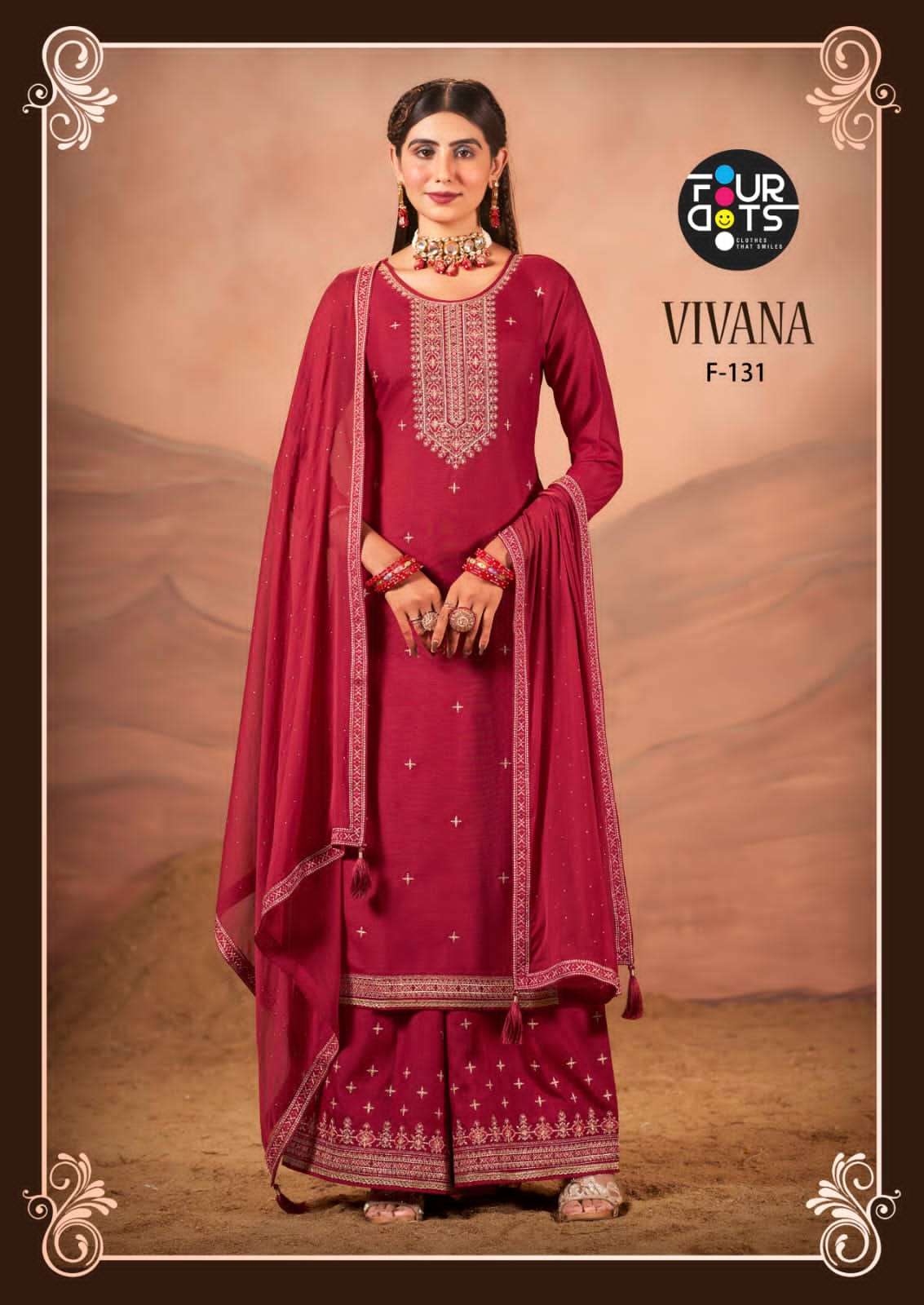 VIVANA BY FOUR DOTS 131 & 132 SERIES RUSSIAN SILK EMBROIDERY WORK DRESSES