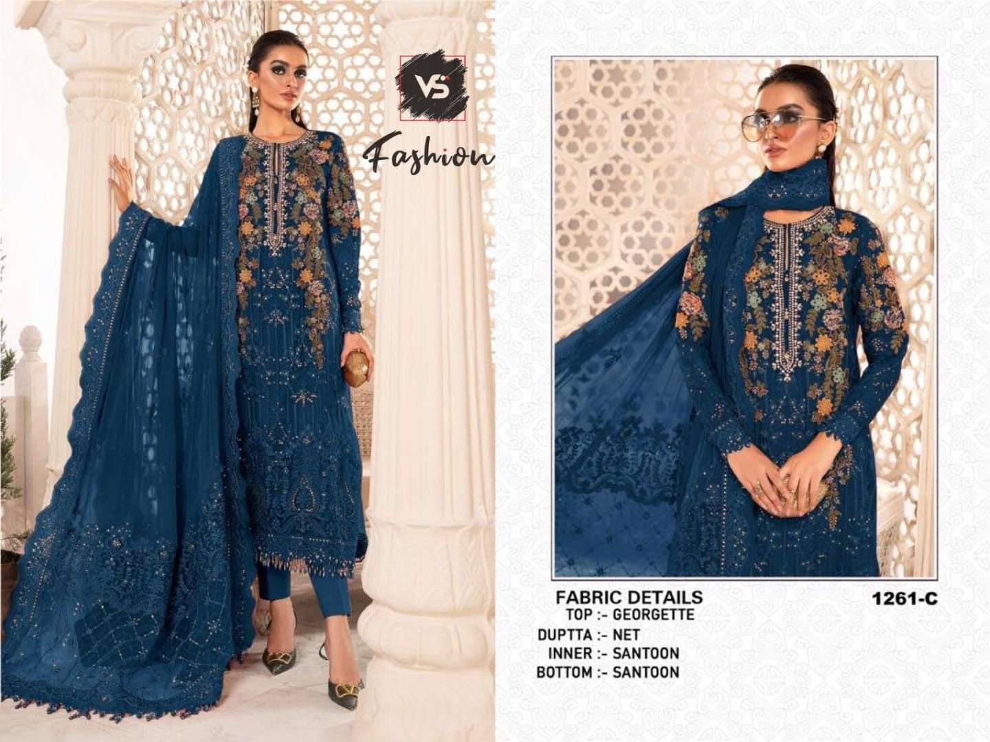 VS-1261 HIT DESIGN BY VS FASHION GEORGETTE HEAVY EMBROIDERY WORK PAKISTANI DRESS