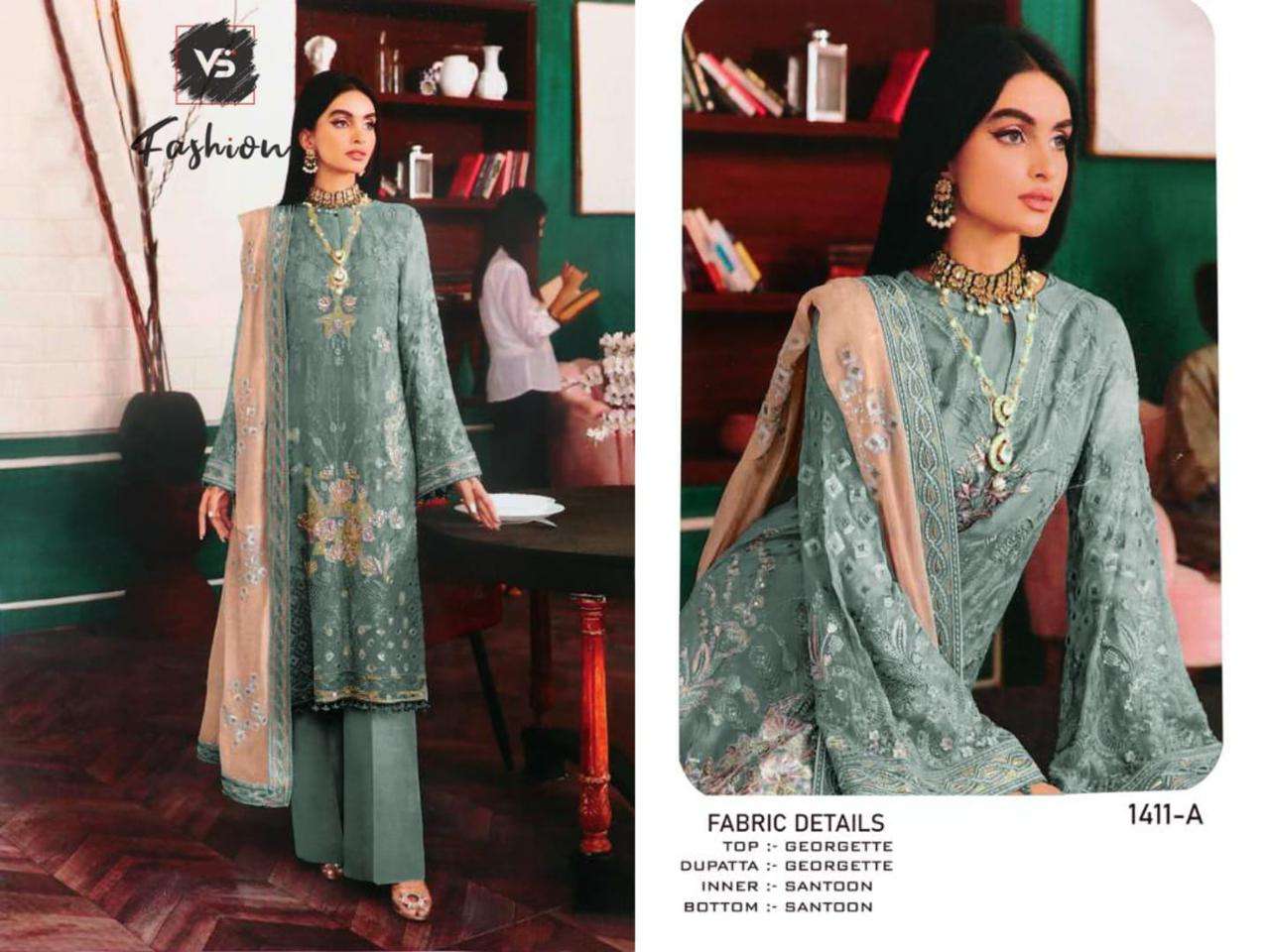 VS-1411 COLOURS BY VS FASHION 1411-A TO 1411-E SERIES GEORGETTE WORK PAKISTANI DRESSES