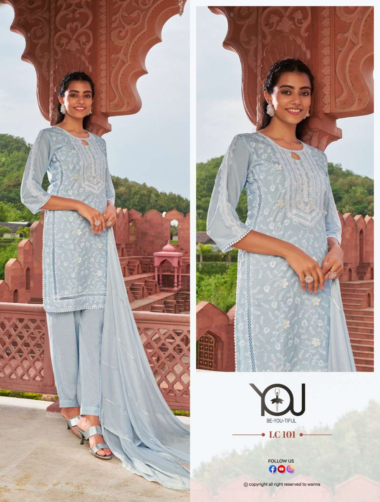 YOU LC-101 TO LC-105 SERIES BY YOU FANCY EMBROIDERY WORK PAKISTANI READYAMDE DRESSES