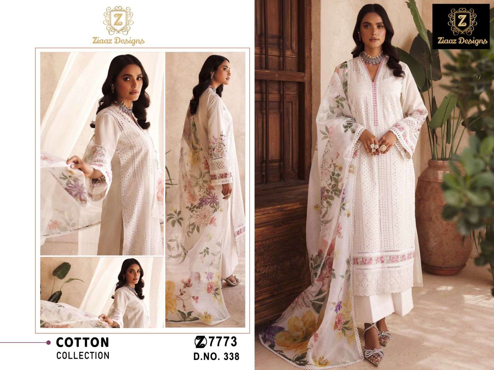 Z-338 HIT DESIGN BY ZIAAZ DESIGNS COTTON HEAVY EMBRODIERY WORK PAKISTANI DRESS