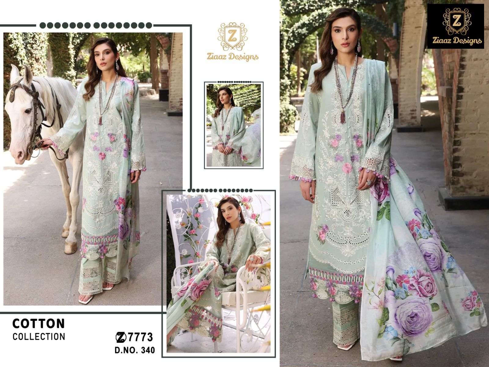 Z-340 HIT DESIGN BY ZIAAZ DESIGNS COTTON EMBROIDERY WORK PAKISTANI DRESS