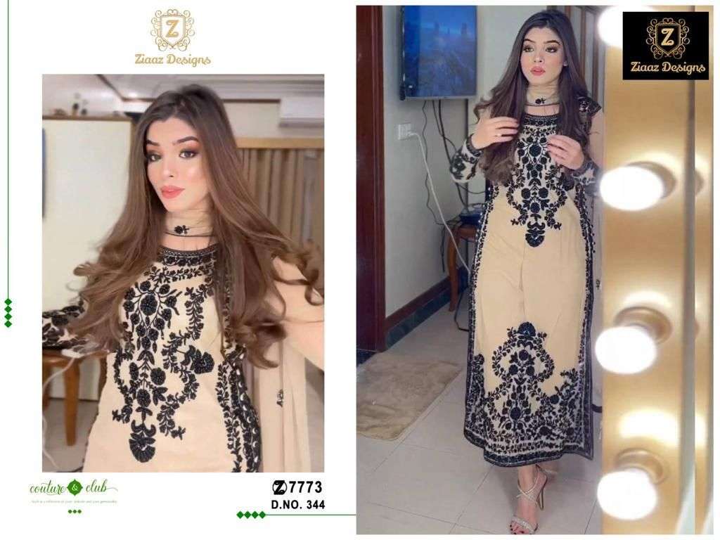 Z-344 HIT DESIGN BY ZIAAZ DESIGNS GEORGETTE HEAVY EMBRODIERY WORK PAKISTANI DRESS