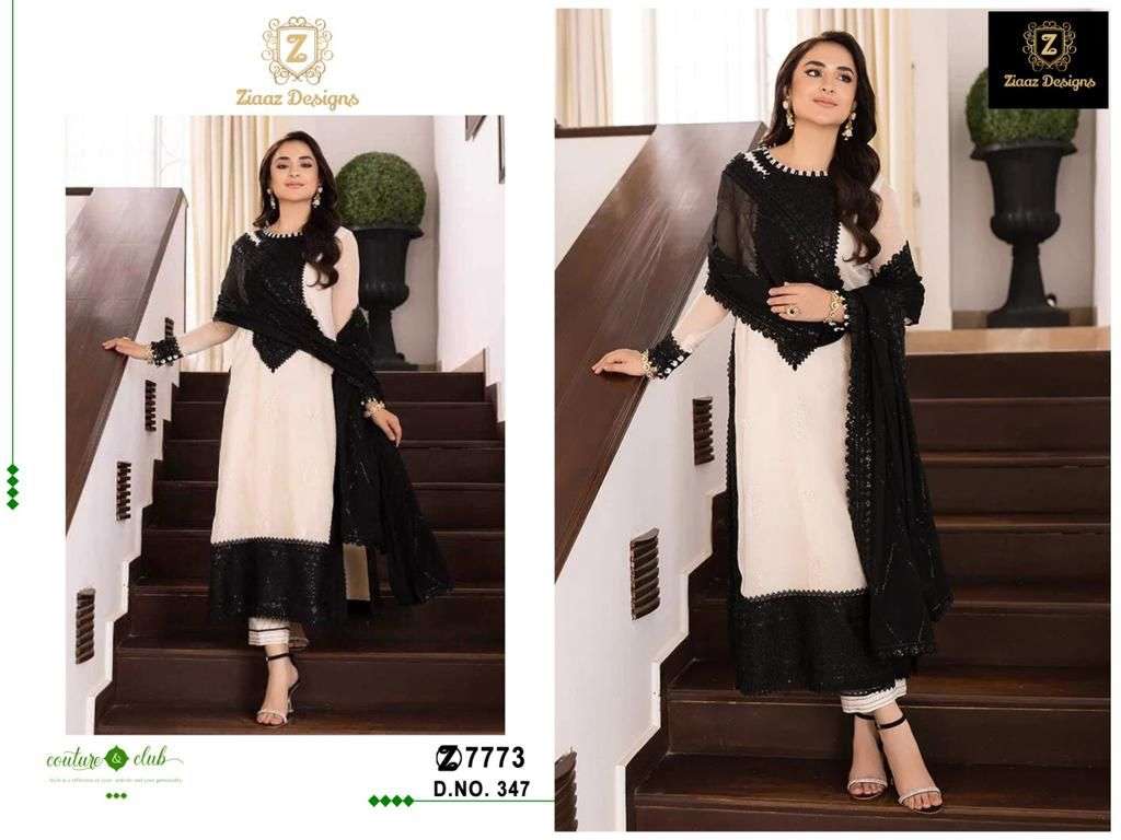 Z-347 HIT DESIGN BY ZIAAZ DESIGNS GEORGETTE EMBROIDERY WORK PAKISTANI DRESS