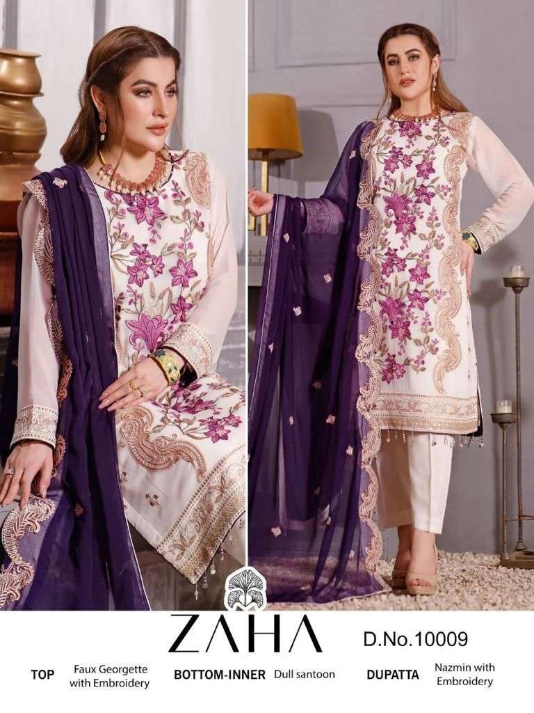 ZAHA 10009 HIT DESIGN BY ZAHA GEORGETTE EMBROIDERY WORK PAKISTANI DRESS