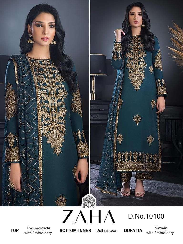 ZAHA 10100 HIT DESIGN BY ZAHA GEORGETTE EMBROIDERY WORK PAKISTANI DRESS