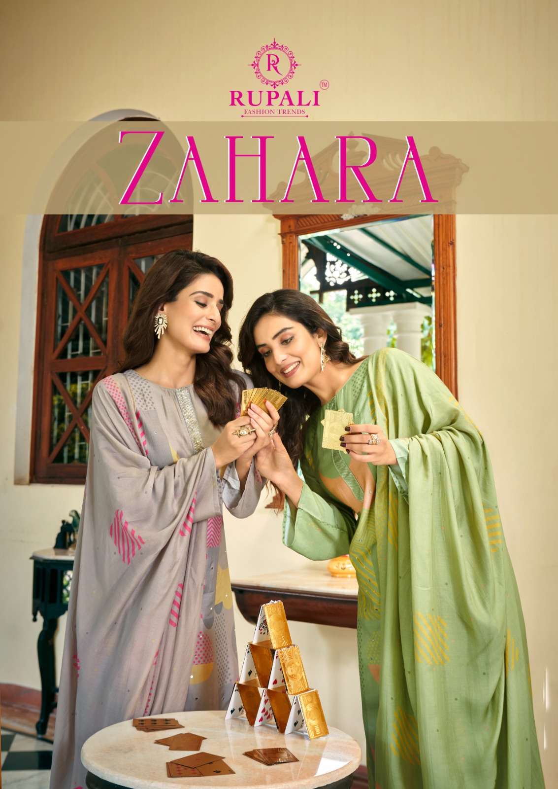 ZAHARA BY RUPALI 14001 TO 14004 SERIES MUSLIN PRINT HAND WORK DRESSES