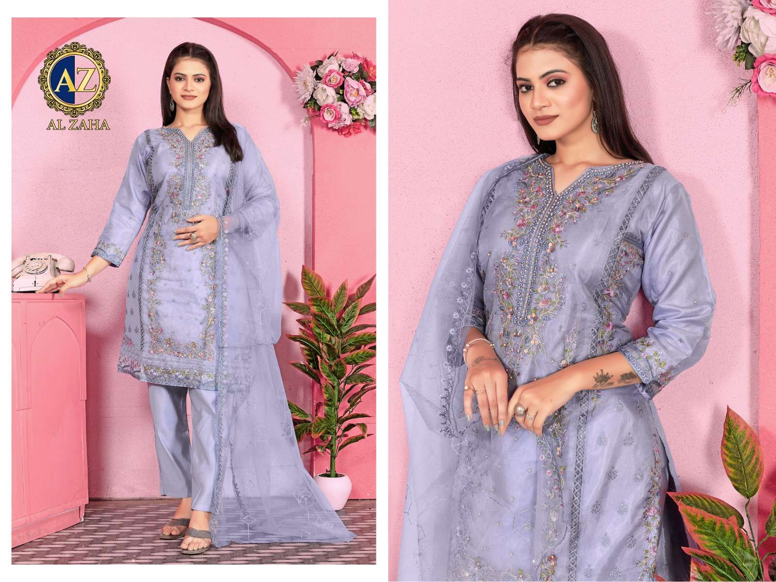 ZARA 100070 BY AL ZAHA PURE ORGANZA EMBROIDERY READYMADE PAKISTANI DRESS