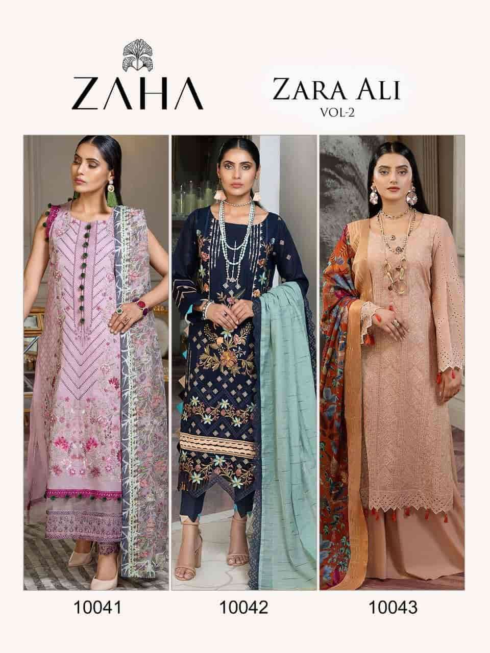 ZARA ALI VOL-2 BY ZAHA 10041 TO 10042 SERIES CAMBRIC COTTON HEAVY WORK PAKISTANI DRESSES