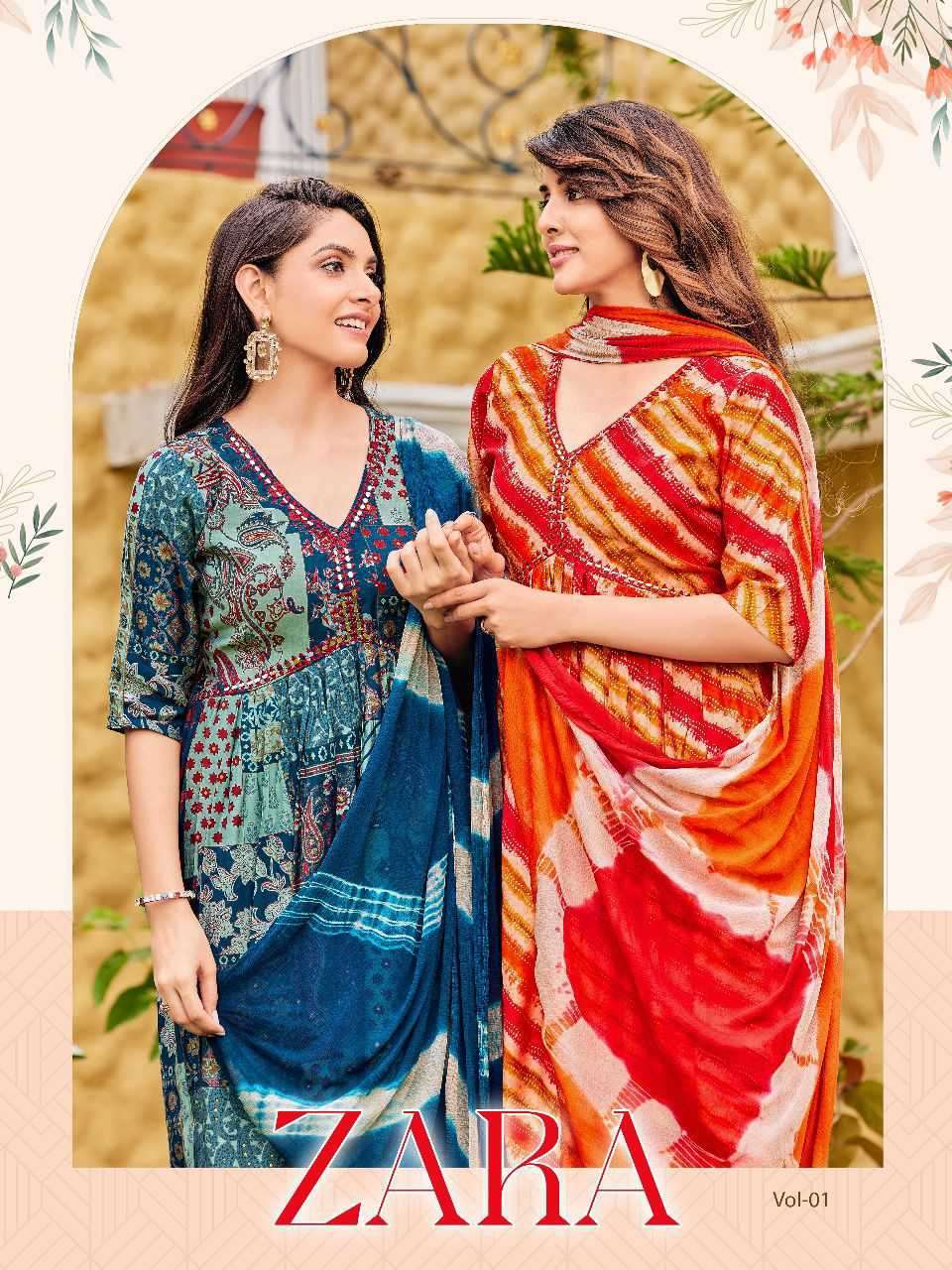 ZARA BY PAAVI 1001 TO 1010 SERIES HEAVY MODAL PRINT WORK READYAMDE DRESSES