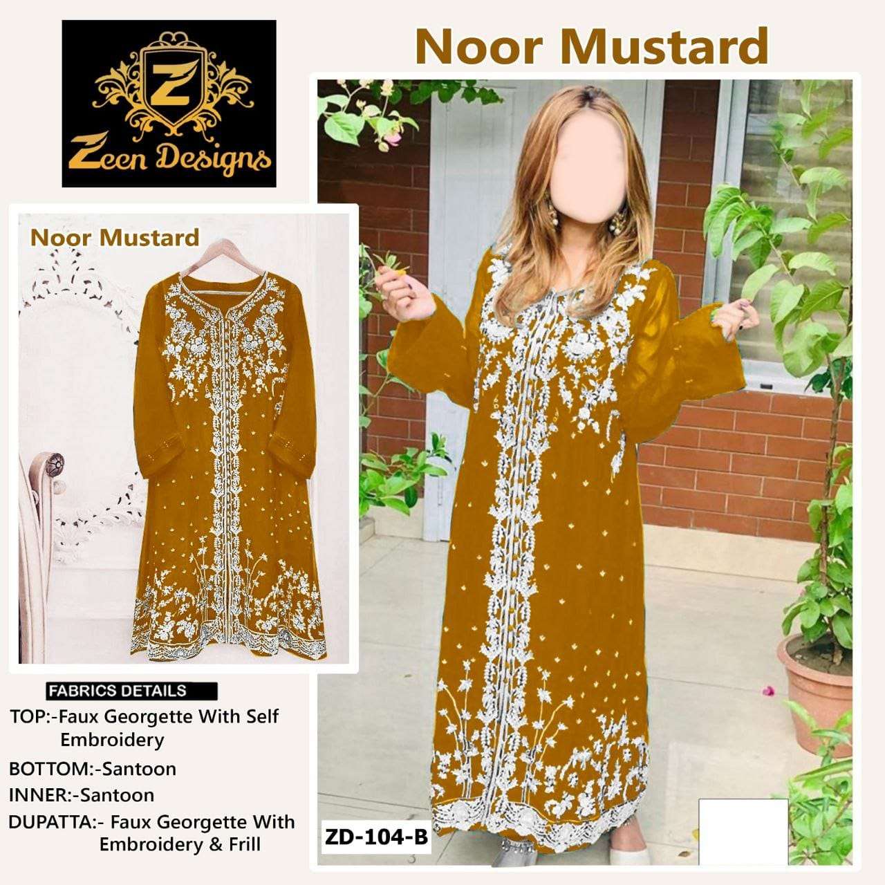 ZD-104 NX BY ZEEN DESIGNS GEORGETTE EMBROIDERY WORK PAKISTANI DRESSES