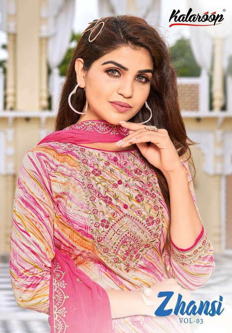 ZHANSI VOL-3 BY KALAROOP 13839 TO 13842 SERIES COTTON EMBROIDERY MIRROR WORK DRESSES