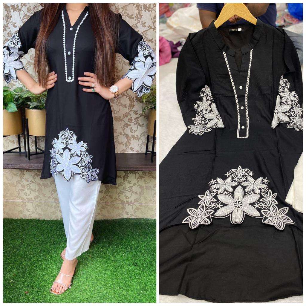 5-STAR BY AQSAWHOLESALE RAYON COTTON EMBROIDERY WORK CO-ORD SET