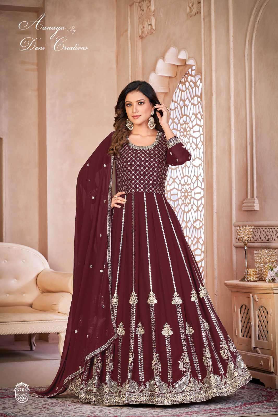 AANAYA VOL-167 BY TWISHA 6701 TO 6704 SERIES FAUX GEORGETTE WORK ANARKALI DRESSES