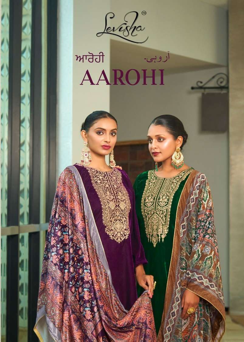 AAROHI BY LEVISHA 1013 TO 1017 SERIES VELVET HEAVY EMBROIDERY WORK WINTER WEAR DRESSES