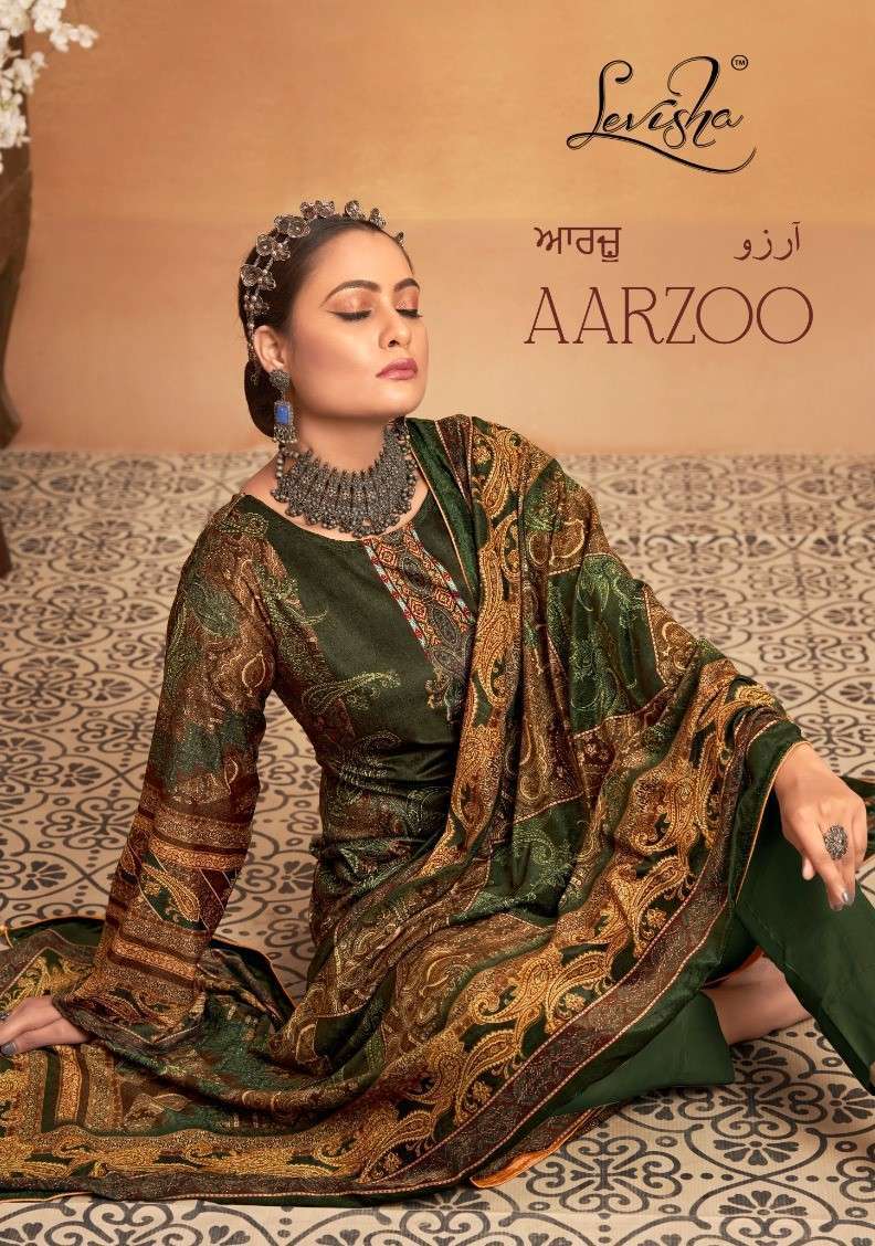 AARZOO BY LEVISHA 01 TO 05 SERIES PURE VELVET PRINT WOK WINTER WEAR DRESSES